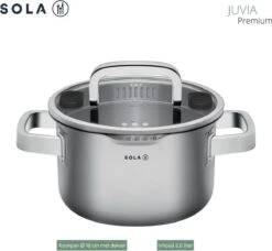 Sola Pannenset Juvia - 4 Delig - Ø 16,16,18,20 Cm - Zilver - RVS - Sandwichbodem -Pot Promotiewinkel 1200x1110