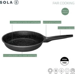 Sola Koekenpan Fair Cooking - Ø 28 Cm - Zwart/wit - Aluminium - Antiaanbaklaag -Pot Promotiewinkel 1200x1189 1