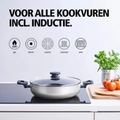 BRABANTIA INDU+ Hapjespan - Keramische Antiaanbaklaag - Met Deksel - Ø 28 Cm - Inductie - Pfas Vrij -Pot Promotiewinkel 1200x1200 1025