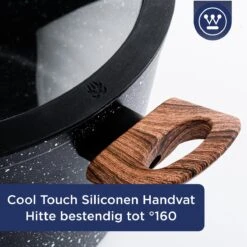 Westinghouse Hapjespan Inductie - Ø 28 Cm - Zwart Marmer Wood - Speciale Editie - Met Deksel - Geschikt Voor Alle Warmtebronnen -Pot Promotiewinkel 1200x1200 1027