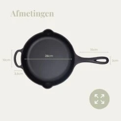 Belluci - Ø26cm - Koekenpan - Skillet + Deksel Geëmailleerde Gietijzeren Pan Voor BBQ En Inductie Incl. Accessoires - Hapjespan - Braadpan -Pot Promotiewinkel 1200x1200 1231