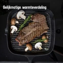 Daumonet Auguste Noir Gietijzeren Grillpan - Steakpan Zwart - PFAS & PFOA Vrij - Vierkant Met Schenktuit - 23,5 Cm - 2 Liter - Emaille - Alle Warmtebronnen - Elektrisch - Gas - Halogeen - Inductie - Keramisch -Pot Promotiewinkel 1200x1200 1413
