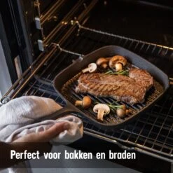 Daumonet Auguste Noir Gietijzeren Grillpan - Steakpan Zwart - PFAS & PFOA Vrij - Vierkant Met Schenktuit - 23,5 Cm - 2 Liter - Emaille - Alle Warmtebronnen - Elektrisch - Gas - Halogeen - Inductie - Keramisch -Pot Promotiewinkel 1200x1200 1414