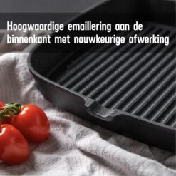 Daumonet Auguste Noir Gietijzeren Grillpan - Steakpan Zwart - PFAS & PFOA Vrij - Vierkant Met Schenktuit - 23,5 Cm - 2 Liter - Emaille - Alle Warmtebronnen - Elektrisch - Gas - Halogeen - Inductie - Keramisch -Pot Promotiewinkel 1200x1200 1416