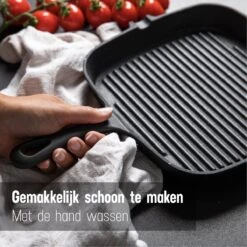 Daumonet Auguste Noir Gietijzeren Grillpan - Steakpan Zwart - PFAS & PFOA Vrij - Vierkant Met Schenktuit - 23,5 Cm - 2 Liter - Emaille - Alle Warmtebronnen - Elektrisch - Gas - Halogeen - Inductie - Keramisch -Pot Promotiewinkel 1200x1200 1417