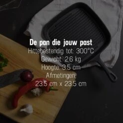 Daumonet Auguste Noir Gietijzeren Grillpan - Steakpan Zwart - PFAS & PFOA Vrij - Vierkant Met Schenktuit - 23,5 Cm - 2 Liter - Emaille - Alle Warmtebronnen - Elektrisch - Gas - Halogeen - Inductie - Keramisch -Pot Promotiewinkel 1200x1200 1419