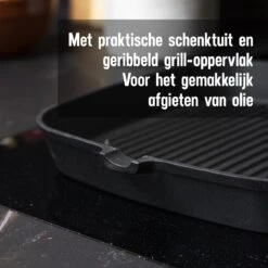 Daumonet Auguste Noir Gietijzeren Grillpan - Steakpan Zwart - PFAS & PFOA Vrij - Vierkant Met Schenktuit - 23,5 Cm - 2 Liter - Emaille - Alle Warmtebronnen - Elektrisch - Gas - Halogeen - Inductie - Keramisch -Pot Promotiewinkel 1200x1200 1420