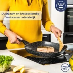 Westinghouse Grillpan - Ø 28 Cm - Zwart Marmer - Geschikt Voor Alle Warmtebronnen Inclusief Inductie - Steakpan Met Antiaanbaklaag- Aluminium -Pot Promotiewinkel 1200x1200 1422