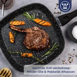 Westinghouse Grillpan - Ø 28 Cm - Zwart Marmer - Geschikt Voor Alle Warmtebronnen Inclusief Inductie - Steakpan Met Antiaanbaklaag- Aluminium -Pot Promotiewinkel 1200x1200 1423