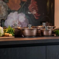 Herenthal Inductie Pannenset- Luxe 10-delige Koekenpannenset - Voor Alle Warmtebronnen - Met Glazen Deksels - Koper -Pot Promotiewinkel 1200x1200 40