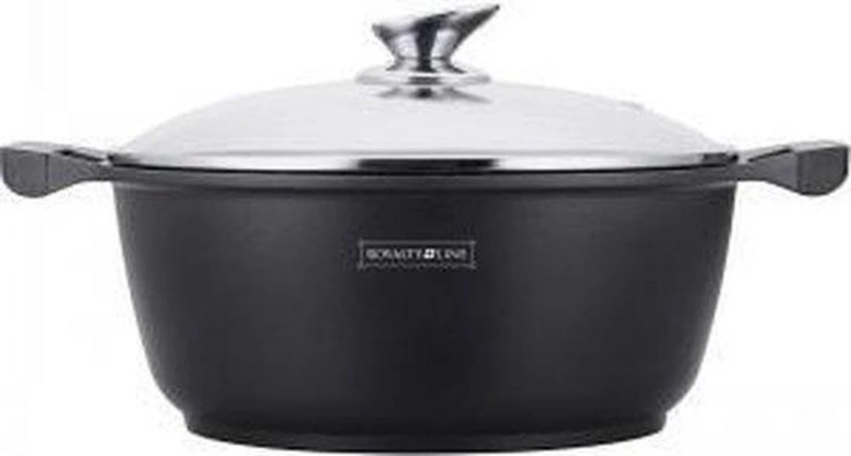 Royalty Line - Marble Soep/braadpan - Met Glazen Deksel Zwart - 24 CM. RL-BS24ML 1 Royalty Line - Marble Soep/braadpan - Met Glazen Deksel Zwart - 24 CM. RL-BS24ML