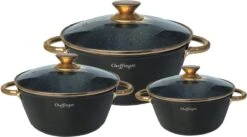 Cheffinger Luxe Braadpannen Set - Rose Gold Line - 6 Delig - Inclusief Deksel - Inductie - 20, 24 & 28CM -Pot Promotiewinkel 1200x666