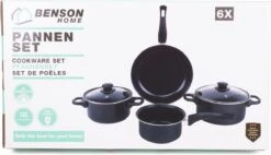 Benson Pannenset 6 Delig - Carbon Staal 0,8 Mm Met Glazen Deksels -Pot Promotiewinkel 1200x691 5
