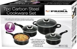 Prima Pannenset 7 Delig - Kleine Pannen - Zwart - Antiaanbaklaag - Kookset - Met Deksel - Kookpannen - Sauspan - Cadeau Voor Man En Vrouw -Pot Promotiewinkel 1200x768 1
