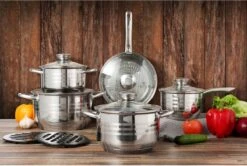 Swiss - Pannenset Inductie 12-delig - Glazen Deksel - RVS Pan / Steelpan / Koekenpan - PFAS-vrij -Pot Promotiewinkel 1200x805 1