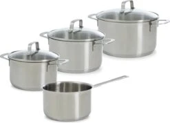 BK Bistro Pannenset - 4-delig - RVS - Glazen Deksel - Inductie -Pot Promotiewinkel 1200x863