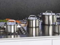 Sola Pannenset Juvia - 4 Delig - Ø 16,16,18,20 Cm - Zilver - RVS - Sandwichbodem -Pot Promotiewinkel 1200x905