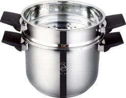 Royal Swiss Snelkookpan / Couscous Pan - 2 In 1 - 10 Liter - Ø 26 Cm - RVS - Inductie - Automatische Sluiting -Pot Promotiewinkel 1200x935 2
