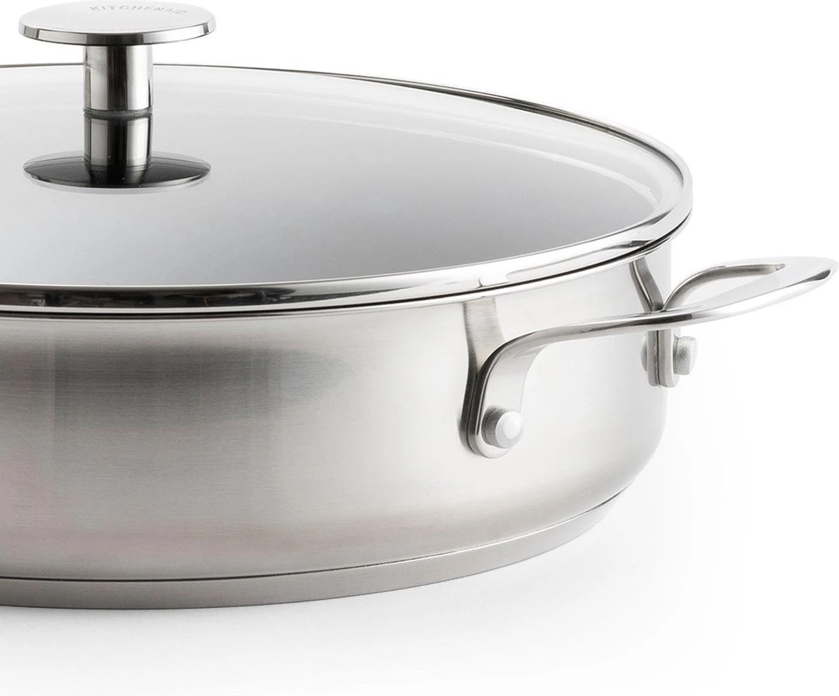 KitchenAid Stainless Steel Hapjespan Met Glazen Deksel ø28cm - RVS - Inductie - Anti-aanbak 5 KitchenAid Stainless Steel Hapjespan Met Glazen Deksel ø28cm - RVS - Inductie - Anti-aanbak - Afbeelding 5